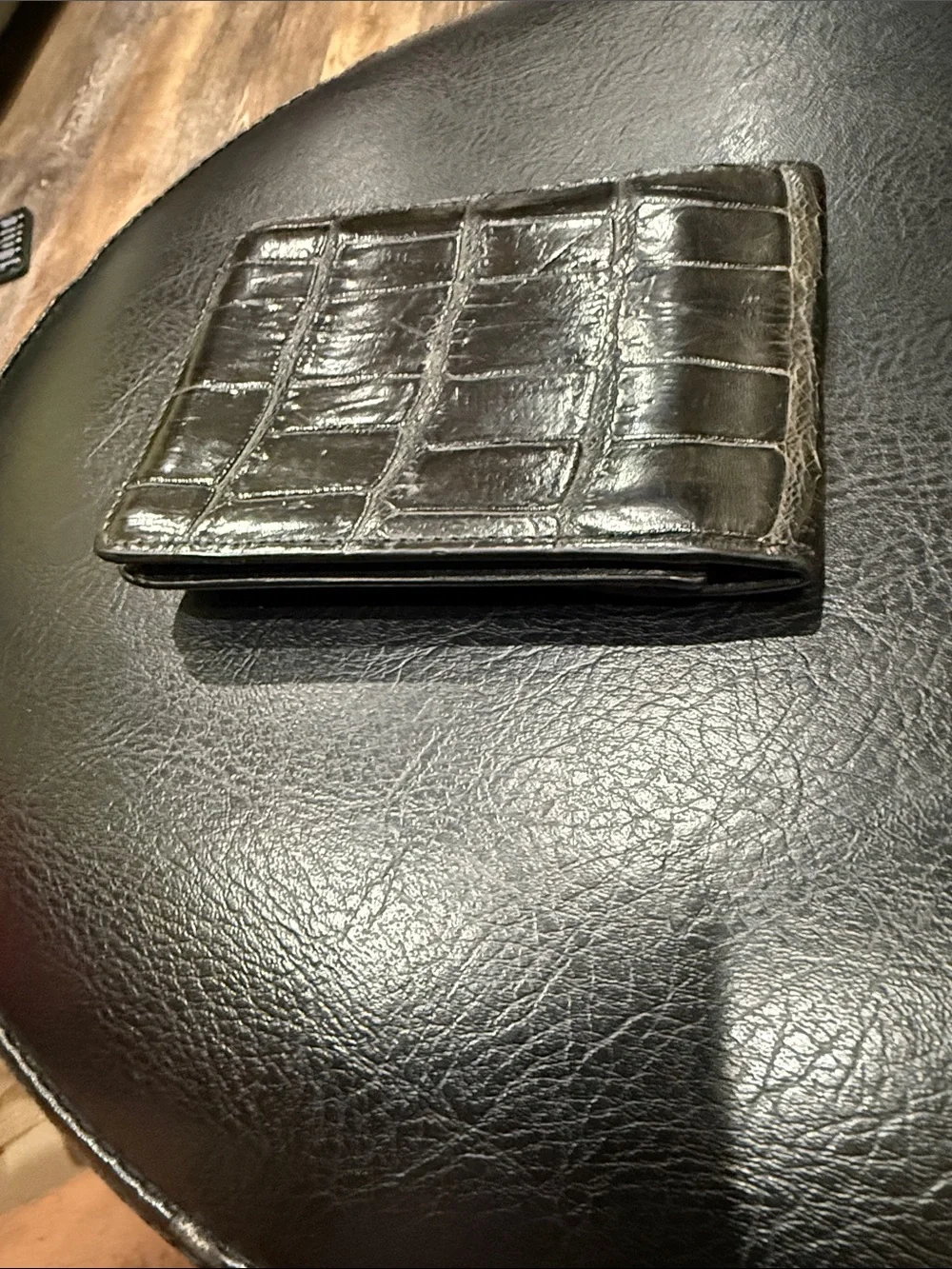 London Fog Croc-Embossed Money Clip Wallet - Dark Brown